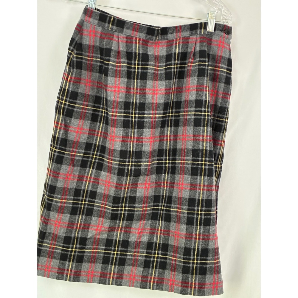 Pendleton Plaid Skirt Women 12 Grey Red Vintage Wool Hunting Macpherson Tartan